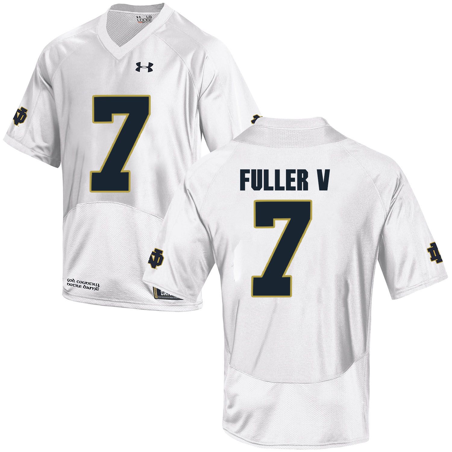Men Norte Dame Fighting Irish #7 Fuller v White Customized NCAA Jerseys->customized ncaa jersey->Custom Jersey